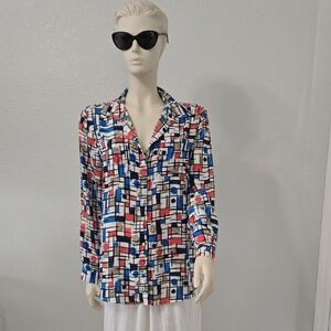 Charter Club Multicolor Abstract Shirt